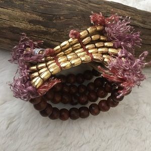 Free People Gold and Brown Beaded Bracelet